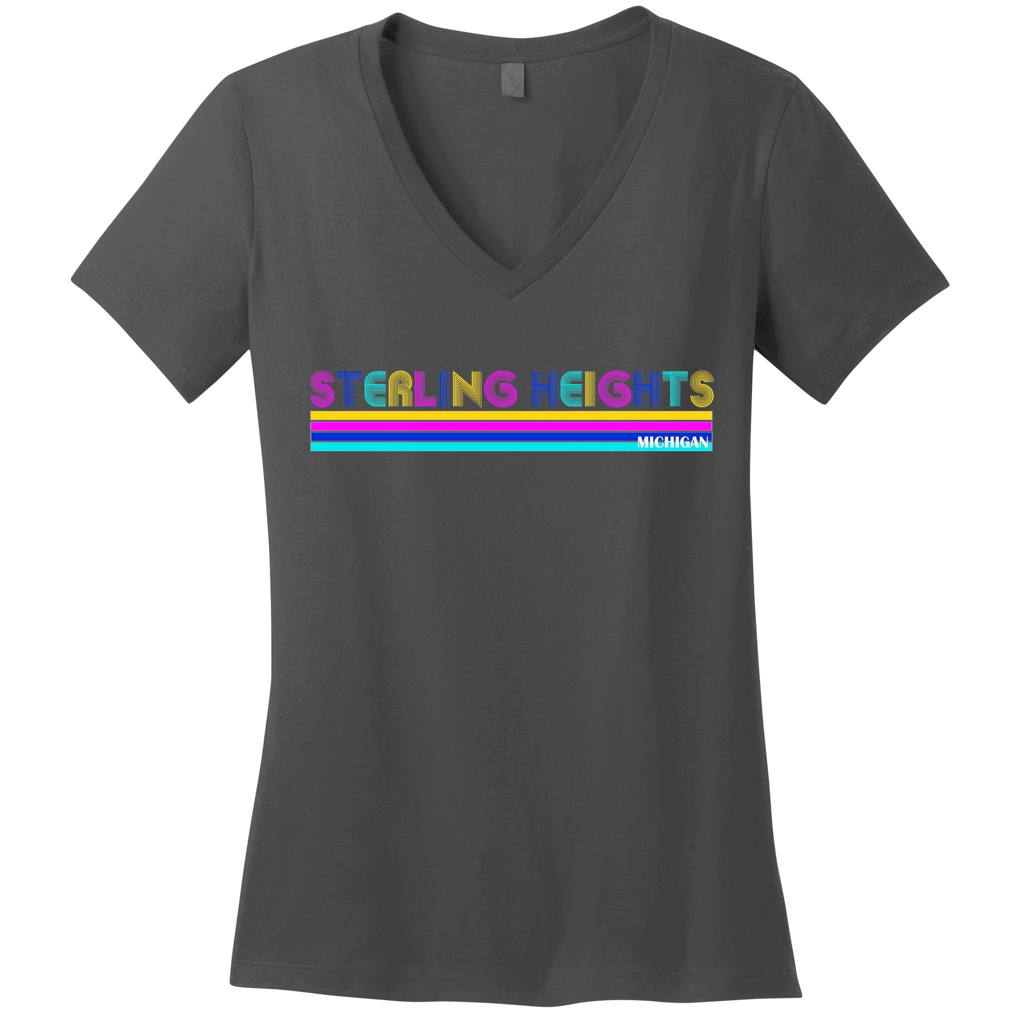Sterling Heights Michigan Retro Women's V-Neck T-Shirt