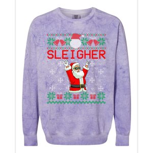 Sleigher Heavy Metal Music Hail Santa Ugly Christmas Sweater Colorblast Crewneck Sweatshirt