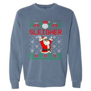 Sleigher Heavy Metal Music Hail Santa Ugly Christmas Sweater Garment-Dyed Sweatshirt