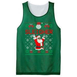 Sleigher Heavy Metal Music Hail Santa Ugly Christmas Sweater Mesh Reversible Basketball Jersey Tank