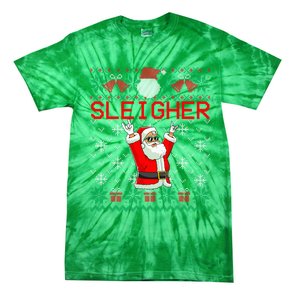 Sleigher Heavy Metal Music Hail Santa Ugly Christmas Sweater Tie-Dye T-Shirt