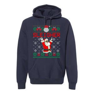 Sleigher Heavy Metal Music Hail Santa Ugly Christmas Sweater Premium Hoodie