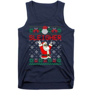 Sleigher Heavy Metal Music Hail Santa Ugly Christmas Sweater Tank Top