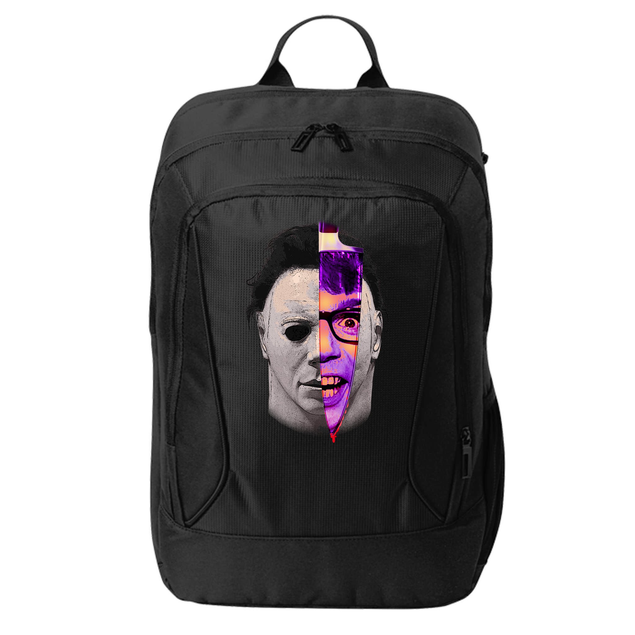 Scary Halloween Mask And Knife City Backpack