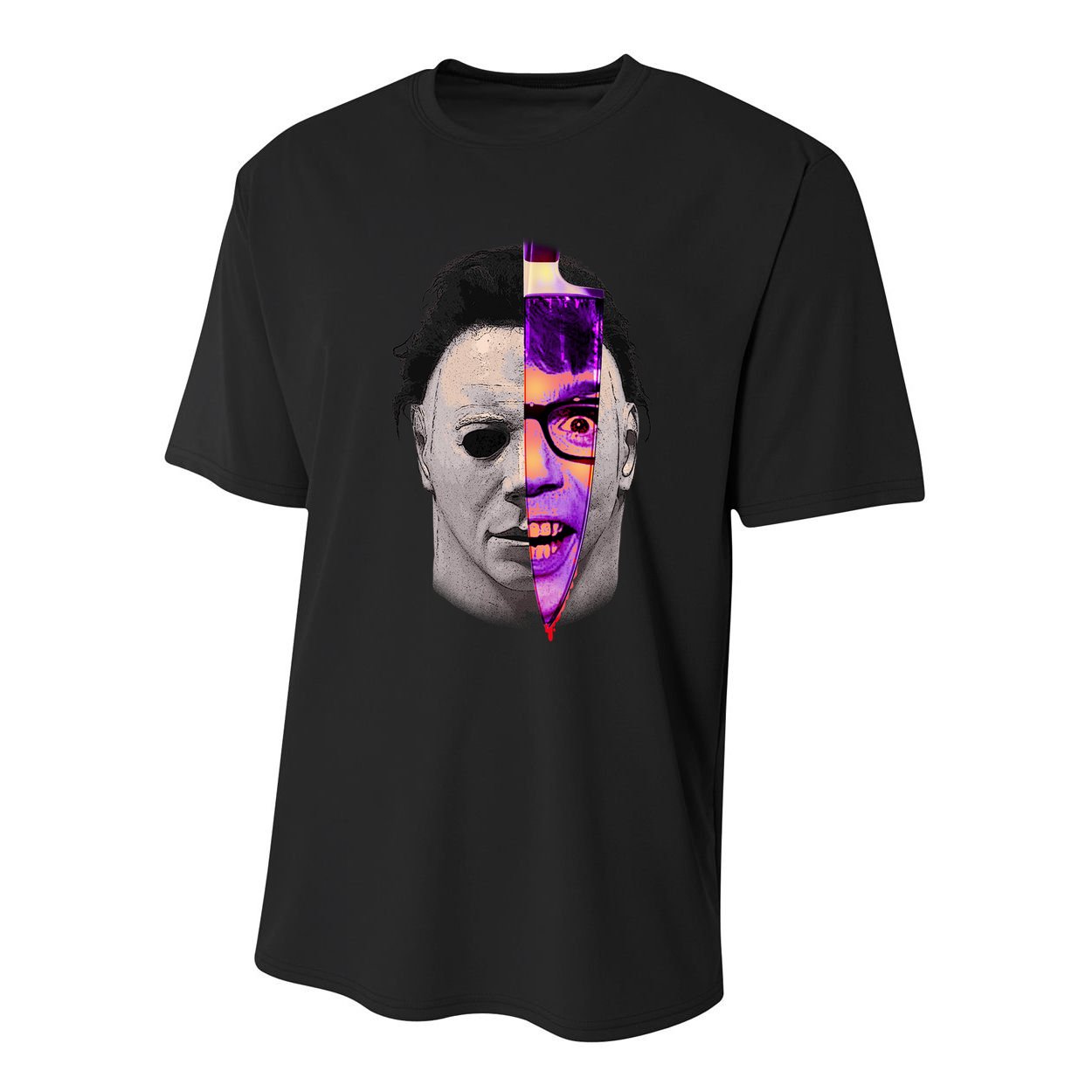 Scary Halloween Mask And Knife Youth Performance Sprint T-Shirt