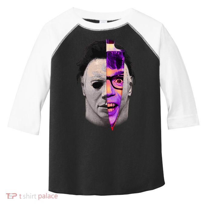 Scary Halloween Mask And Knife Toddler Fine Jersey T-Shirt