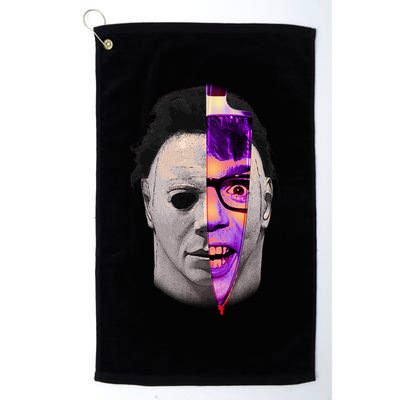 Scary Halloween Mask And Knife Golf Towel
