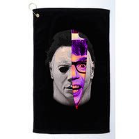 Scary Halloween Mask And Knife Golf Towel