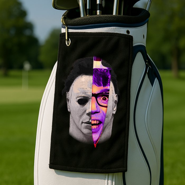 Scary Halloween Mask And Knife Golf Towel