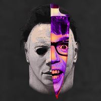 Scary Halloween Mask And Knife Golf Towel