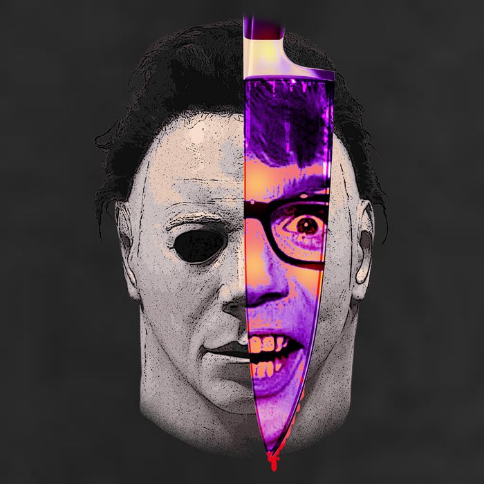 Scary Halloween Mask And Knife Golf Towel