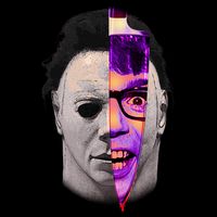 Scary Halloween Mask And Knife Cropped Pullover Crew