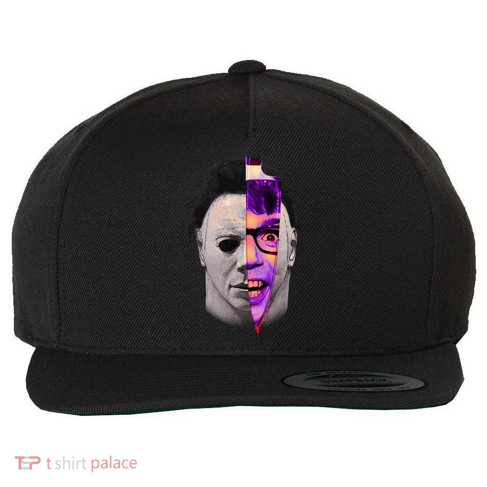 Scary Halloween Mask And Knife Wool Snapback Cap