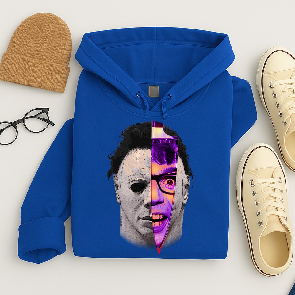 Scary Halloween Mask And Knife Hoodie