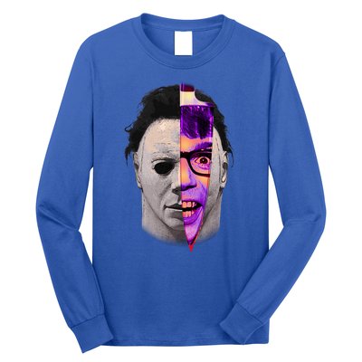 Scary Halloween Mask And Knife Long Sleeve Shirt