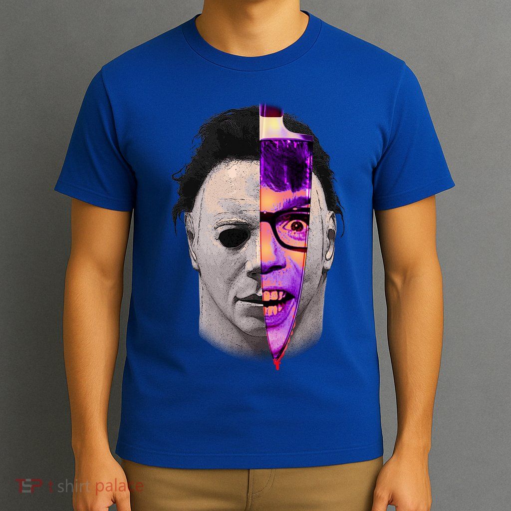 Scary Halloween Mask And Knife T-Shirt