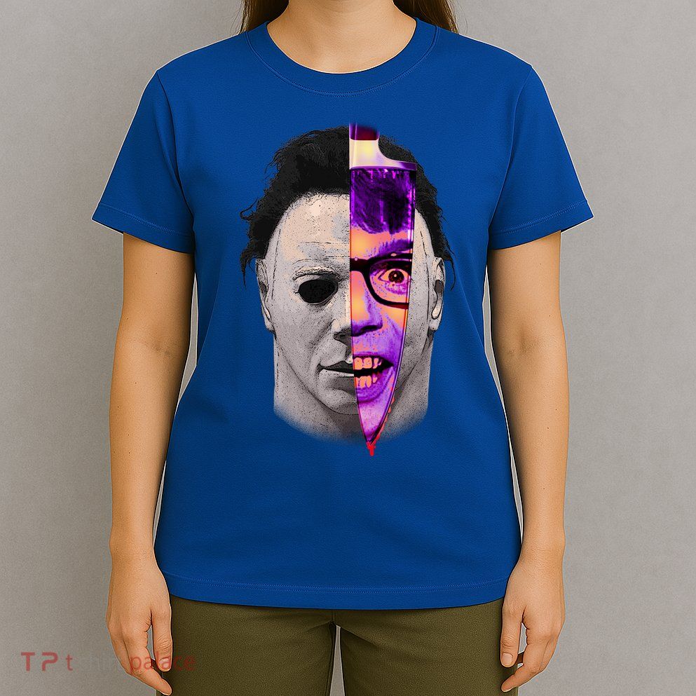 Scary Halloween Mask And Knife T-Shirt