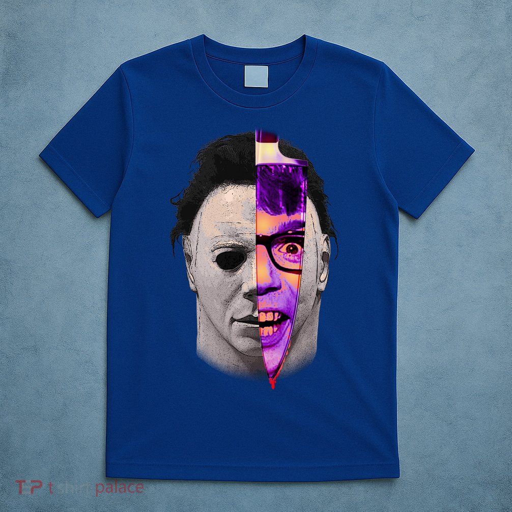 Scary Halloween Mask And Knife T-Shirt