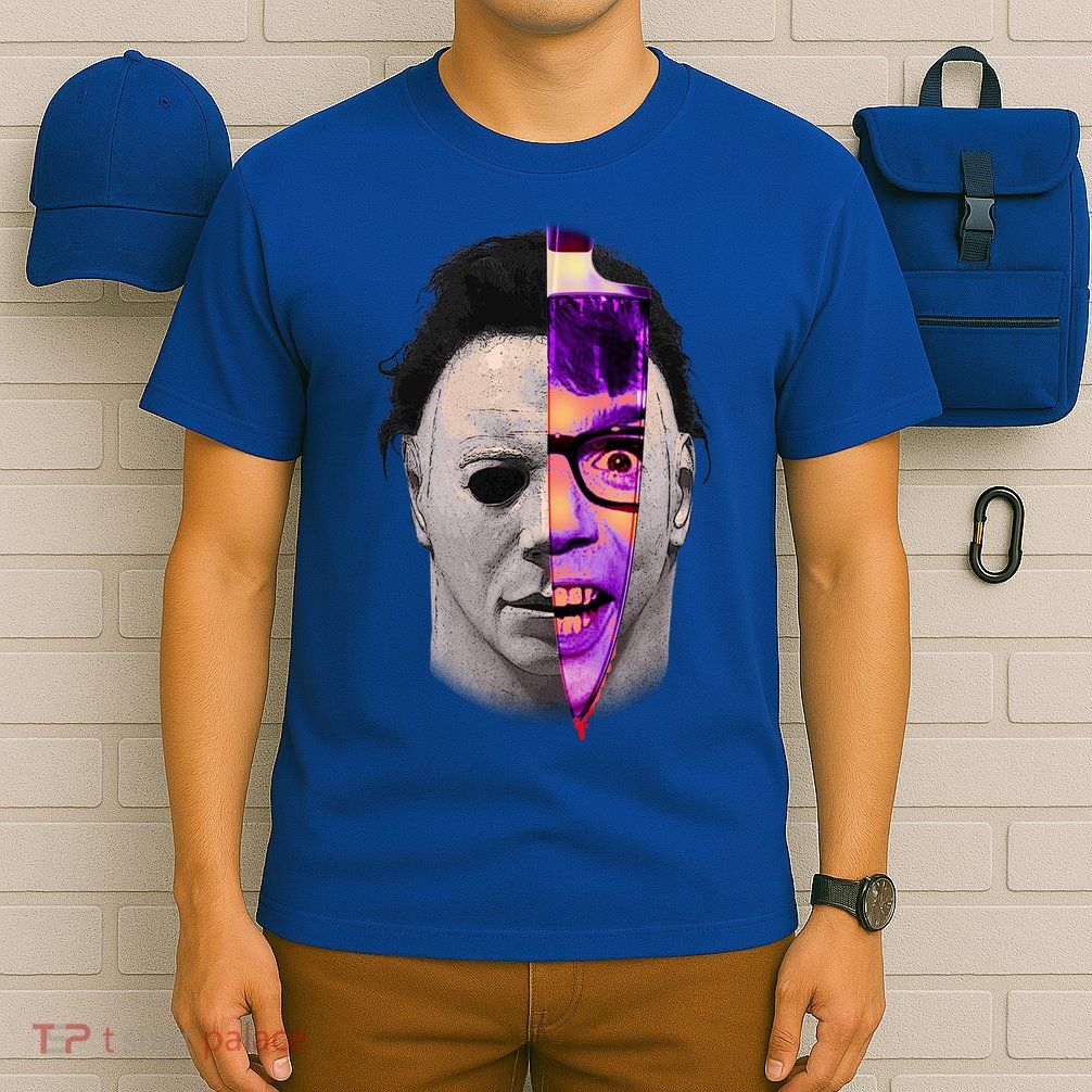 Scary Halloween Mask And Knife T-Shirt