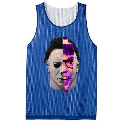 Scary Halloween Mask And Knife Mesh Reversible Basketball Jersey Tank