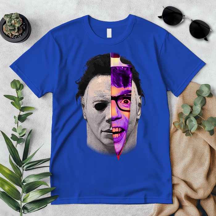 Scary Halloween Mask And Knife Premium T-Shirt