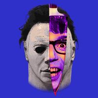 Scary Halloween Mask And Knife Premium T-Shirt