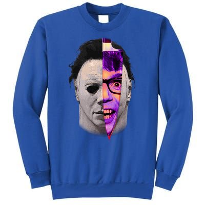 Scary Halloween Mask And Knife Tall Sweatshirt