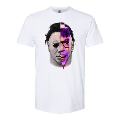 Scary Halloween Mask And Knife Softstyle® CVC T-Shirt