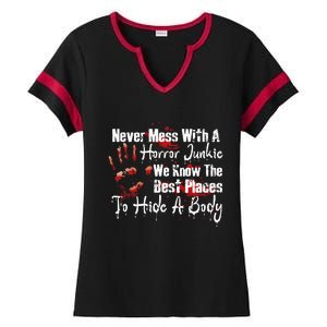 Scary Horror Movie Mess With A Horror Movie Junkie Ladies Halftime Notch Neck Tee