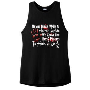 Scary Horror Movie Mess With A Horror Movie Junkie Ladies PosiCharge Tri-Blend Wicking Tank