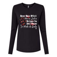 Scary Horror Movie Mess With A Horror Movie Junkie Womens Cotton Relaxed Long Sleeve T-Shirt