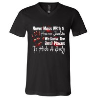 Scary Horror Movie Mess With A Horror Movie Junkie V-Neck T-Shirt