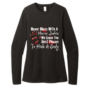 Scary Horror Movie Mess With A Horror Movie Junkie Womens CVC Long Sleeve Shirt