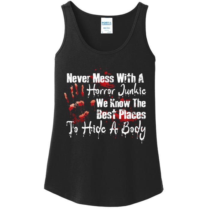 Scary Horror Movie Mess With A Horror Movie Junkie Ladies Essential Tank