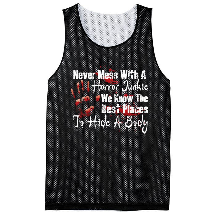 Scary Horror Movie Mess With A Horror Movie Junkie Mesh Reversible Basketball Jersey Tank