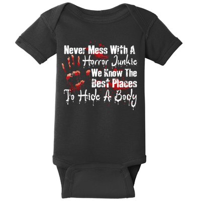 Scary Horror Movie Mess With A Horror Movie Junkie Baby Bodysuit