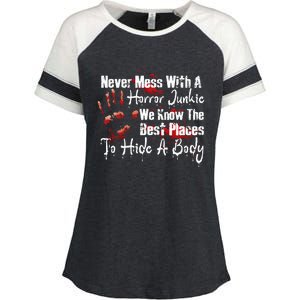 Scary Horror Movie Mess With A Horror Movie Junkie Enza Ladies Jersey Colorblock Tee