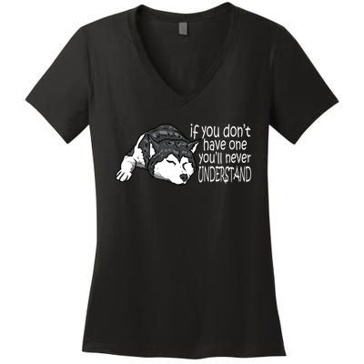 Siberian Husky Mom And Dad Gift Men Women Gift Women's V-Neck T-Shirt