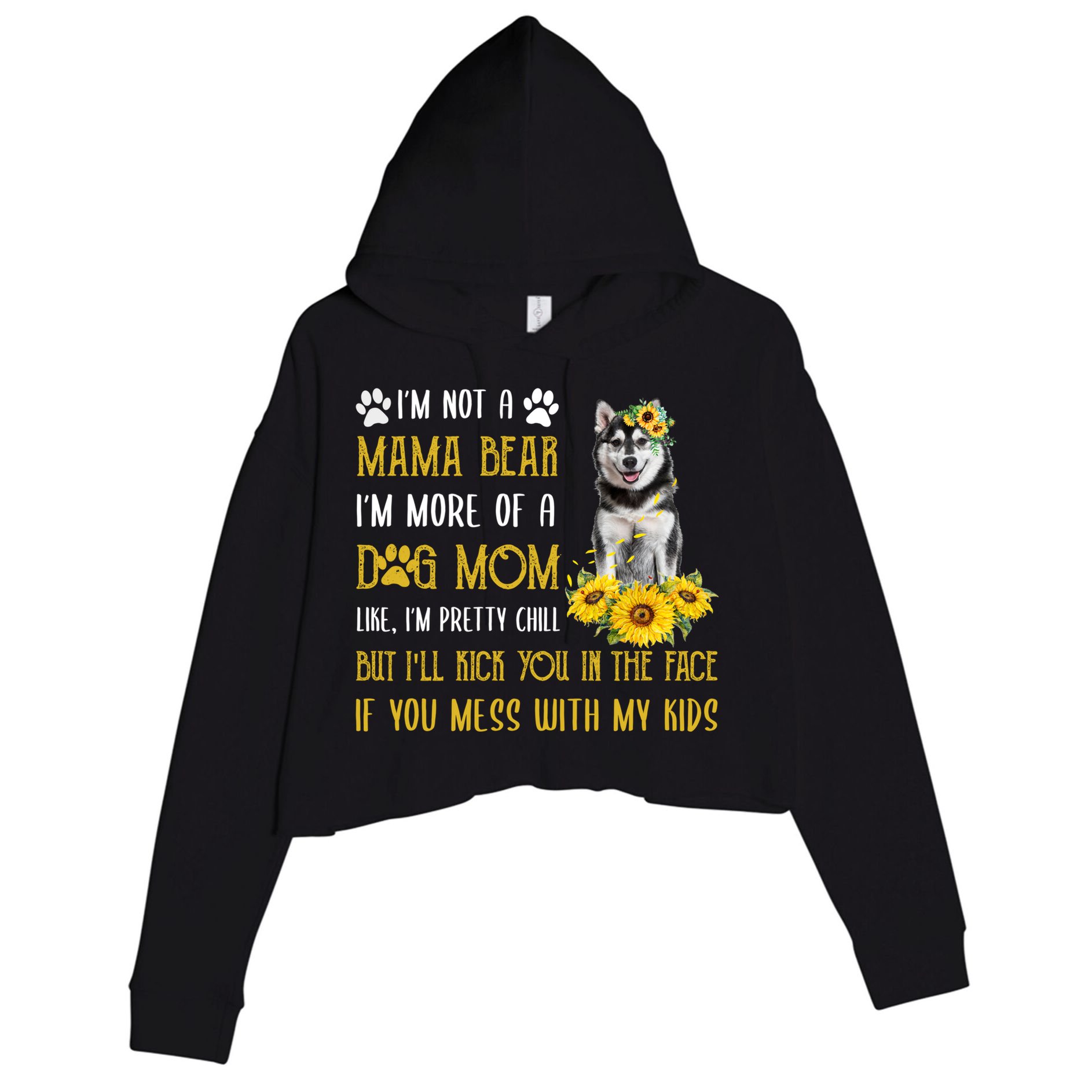 Sunflower Husky Mom Mothers Day Dog Mom Gift Crop Fleece Hoodie