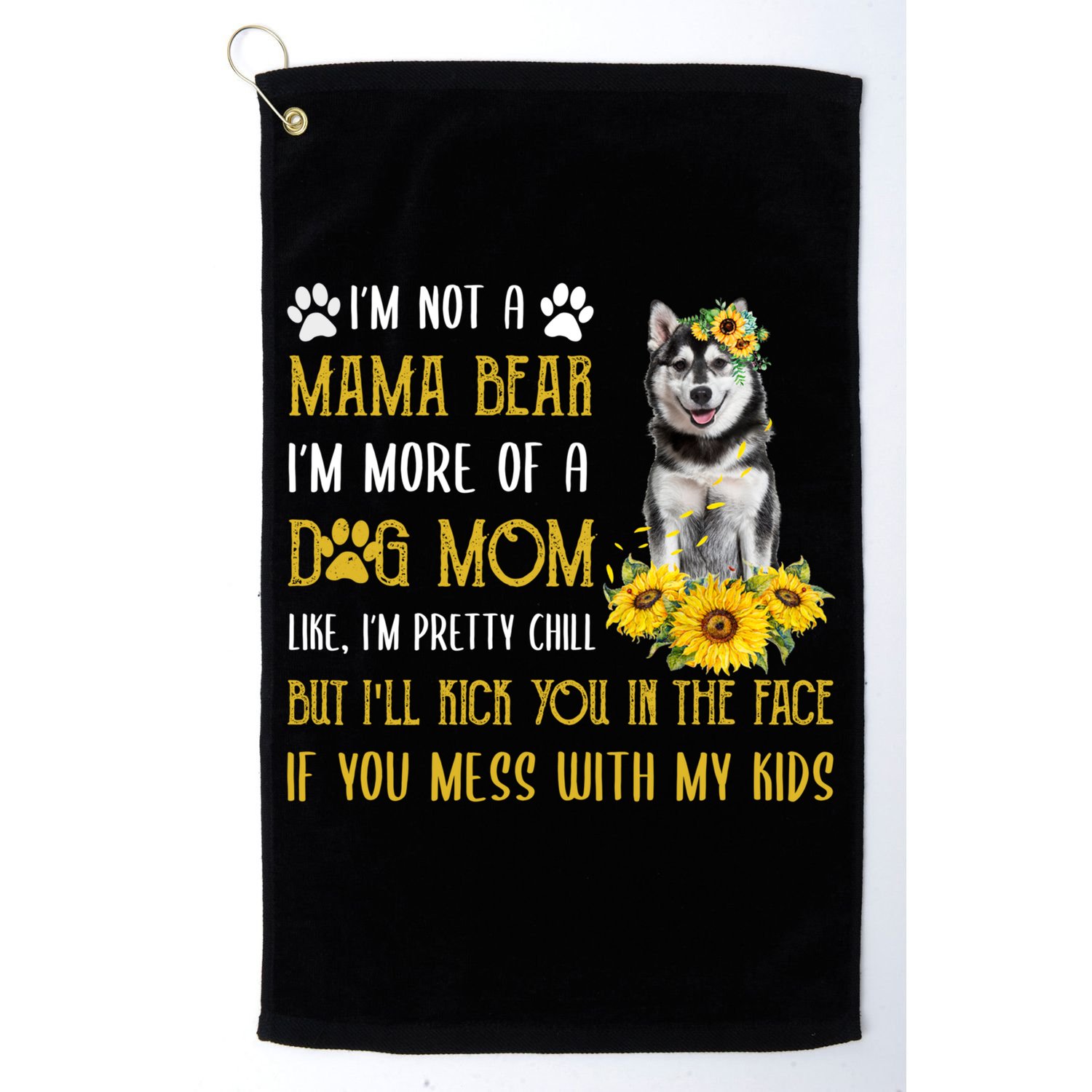 Sunflower Husky Mom Mothers Day Dog Mom Gift Golf Towel