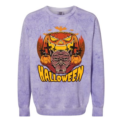 Spooky Halloween Monster And Pumpkins Colorblast Crewneck Sweatshirt