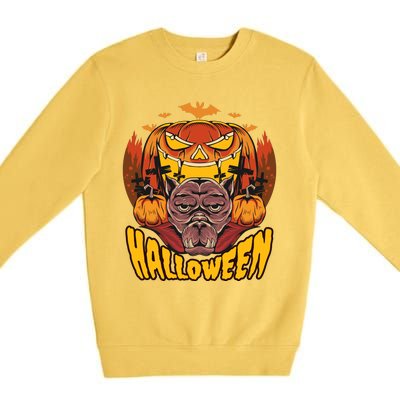 Spooky Halloween Monster And Pumpkins Premium Crewneck Sweatshirt