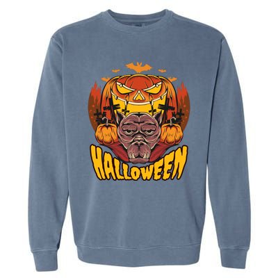 Spooky Halloween Monster And Pumpkins Garment-Dyed Sweatshirt