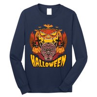 Spooky Halloween Monster And Pumpkins Long Sleeve Shirt