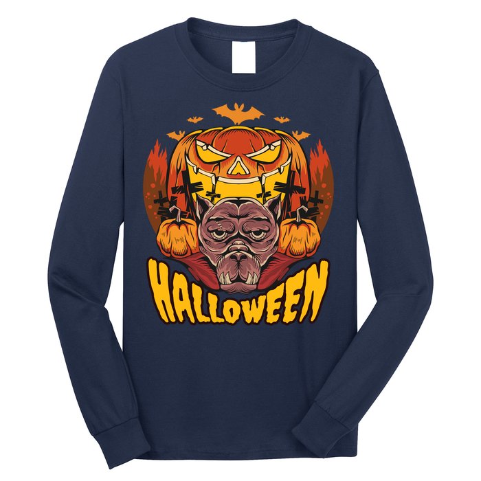 Spooky Halloween Monster And Pumpkins Long Sleeve Shirt