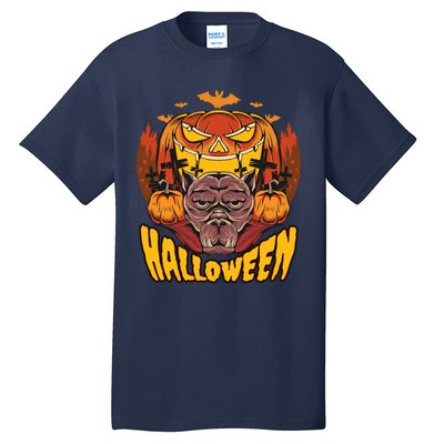 Spooky Halloween Monster And Pumpkins Tall T-Shirt