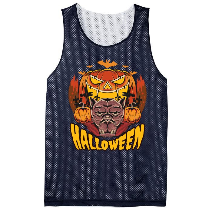 Spooky Halloween Monster And Pumpkins Mesh Reversible Basketball Jersey Tank