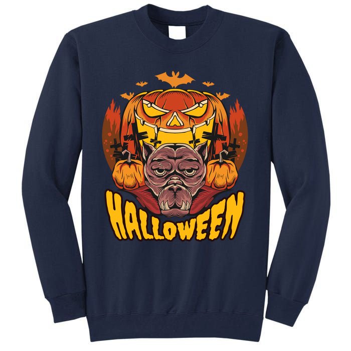 Spooky Halloween Monster And Pumpkins Tall Sweatshirt