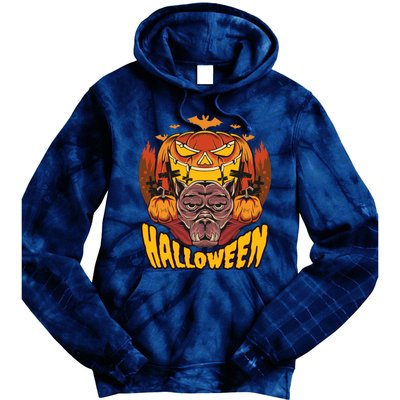 Spooky Halloween Monster And Pumpkins Tie Dye Hoodie