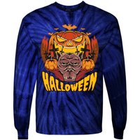 Spooky Halloween Monster And Pumpkins Tie-Dye Long Sleeve Shirt